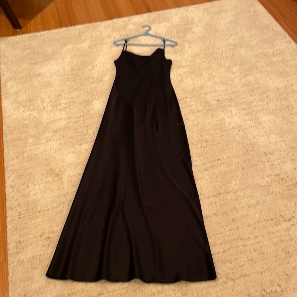 Satin classic black dress